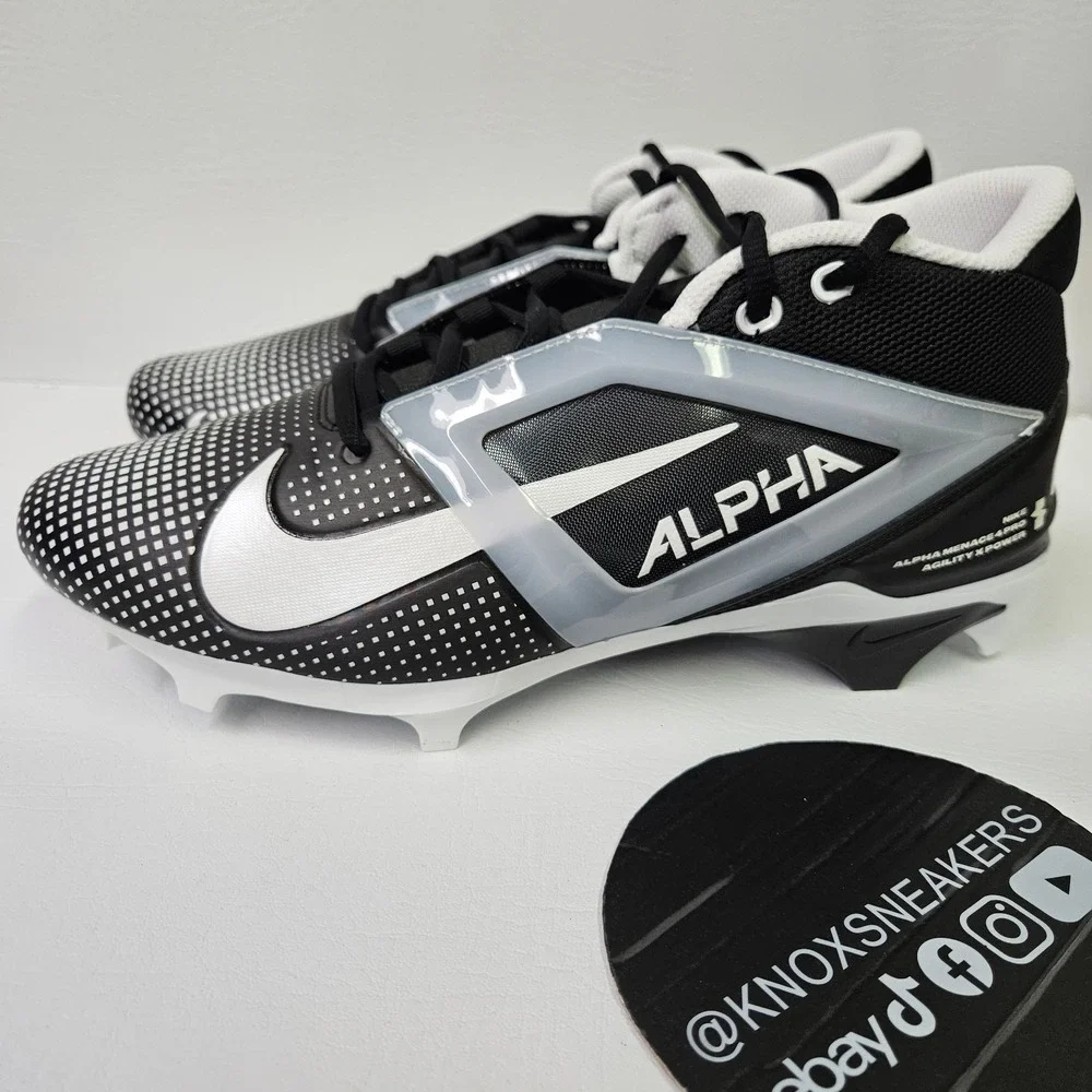 Nike Alpha Menace 4 Pro NRG Black White Football Cleats FZ7702-005 Men's Size 11